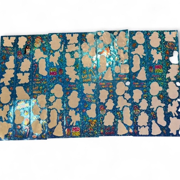 Vintage RARE Lisa Frank Halloween & Winter Holiday Sparkle Sticker Strip Lot - Picture 7 of 11